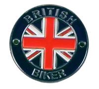 Metal Enamel Pin Badge Brooch Hobby Pastimes Support Lapel Flair Gift Dress up your Coat or Bag (British Biker Round Pin Badge Union Jack)