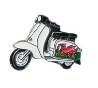 Metal Enamel Pin Badge Brooch Scooter Lambretta Welsh Wales Flag