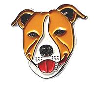 Metal Enamel Pin Badge Brooch Staffie Dog (Red/Tan/Brown & White Staffordshire Terrier)