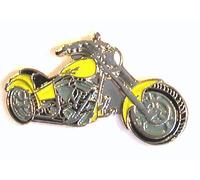 Metal Enamel Pin Badge Custom Bike Chopper Motorcycle Yellow