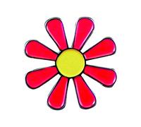 Metal Enamel Pin Badge Daisy Hippy Flower Power Love Luv Peace Free Red