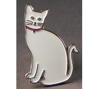 Metal Enamel Pin Badge Feline White Cat