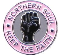 Metal Enamel Pin Badge Northern Soul Fist Keep The Faith (Pink & Black)