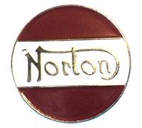 Metal Enamel Pin Badge Norton Motorcycle Circle (White & Red) (25mm)