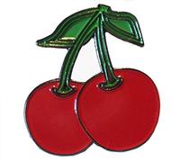 Metal Enamel Pin Badge Red Cherry Pair Fruit (Cherries) 25mm)