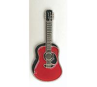 Metal Enamel Pin Badge Rock Folk Country Music Acoustic Guitar in Red