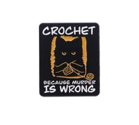 Metal Enamel Pin Brooch, Crochet Because Murder Is Wrong Funny Black Cat Knitting Pin, Cute Cat Crochet Lover Gift Badge, Funny Humor Quote Lapel Pin for Backpacks Jackets Hats Clothing Accessories