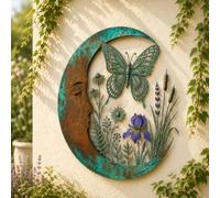 Metal Enchanted Moon Garden Wall Art - Nature-Inspired Outdoor Decor | Garden Wall Art Outdoor Metal, Dragonfly Garden Ornament, For Living Room, For Patio, Fence, Porch(D,40CM)