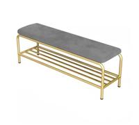 Metal Entry Bench Seat with Shoe Storage, Velvet Cushion, Decorative Storage Benches for Living Room, Hallway, Bedroom