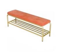 Metal Entry Bench Seat with Shoe Storage, Velvet Cushion, Decorative Storage Benches for Living Room, Hallway, Bedroom