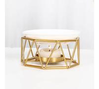 Metal Essential Oil Burner Wax Warmer for Scented Oil Tea Light Melt Warmer Ceramic Tealight Candle Burner Metal Aroma Diffuser for Home Bedroom Wedding Decor (Gold,C)