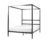 Beliani Four Poster Bed Metal Lestards 140 X 200 Cm (Eu Double) Black