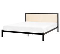 Beliani Bed Metal Clamart 160 X 200 Cm (Eu King Size) Light Beige