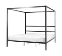 Beliani Four Poster Bed Metal Lestards 180 X 200 Cm (Eu Super King) Black