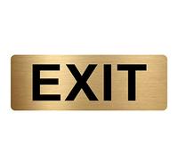 METAL Exit Sign-TEXT ONLY-Brushed Gold Aluminium -Door Notice Office Shop Warehouse School Cafe Restaurant Pub Business Hotel Premises