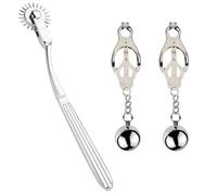 Metal Exotics Grips Non-Piercing Nipple Rings Nipple Clamps Toy & Wartenberg Wheel Bondage Set Couple Spiked Gear BDSM Toy