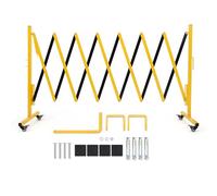 Metal Expandable Barricade, 11FT Folding Security Gate, Retractable Driveway Gate, Folding Safety Barricade, Yellow and Black