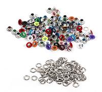 Metal Eyelets for Scrapbooking, Card Making, Leather Craft, 4mm, 100 Sets, Mixed Colours