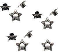Metal Eyelets Grommets,20PCS Star-Shaped 5mm Punch Installer Kit Craft Scrapbook Clothes Shoes Sewing Accessory for PU Leather/Belt/Shoes/Crafts(Black)
