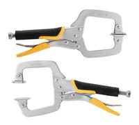 Metal Face Clamps for Woodworking - TOLESA 279mm（27.9 cm）Pocket Hole Jig Clamp Heavy Duty C Clamp Welding Clamps with Swivel Pads Adjustable Vise Grip Clamp,2Pcs