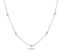 Metal Factory 18" 925 Sterling Silver CZ By The Yard Round Cut Cubic Zirconia Chain Necklace, Sterling Silver