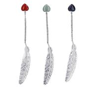 Metal Feather Bookmarks Set Vintage Crystal Pendant Teacher Appreciation Mothers Day Gift 3Pcs (B Type)