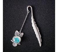 Metal Feather Bookmarks,Vintage Bookmark with 3D Pendant, Luminous Bookmark for Book Lovers(Silver owl)