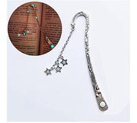 Metal Feather Bookmarks,Vintage Bookmark with 3D Pendant, Luminous Bookmark for Book Lovers(Silver Star)