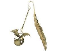 Metal Feather Bookmarks with Flying Dragon Pendant Vintage Book Marks for Teachers Gift Beautiful Book Accessories