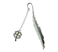 Metal Feathers Bookmark Set - Illuminated Clovers, Glow Nighttime Reading Page Marker | Elegant Artistic Design Literary Accessory, Collectible Stylish Craft Stationery Tool for Teachers and Readers