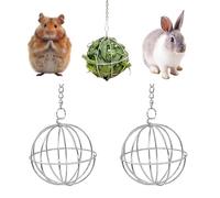 Metal Feeder Ball, Hay Ball for Hanging, Rodent Feeder Ball, Feeder Toy Hanging, Hay Rack Rabbit, Ball Hay Ball, Hay Ball for Feeding Rabbits, Guinea Pigs, Hamsters, 2 Pieces