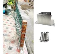 Metal Fence Post Base with Concrete Anchor & Wood Screw Kit, Square Railing Support for Garden & Pergola, Durable Bracket Stands for Mailbox Posts