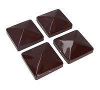 Metal Fence Post Caps for Fence Posts 100mm x 100mm Protector Cover Brown 4pc