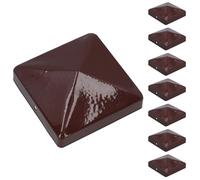 Metal Fence Post Caps for Fence Posts 75mm x 75mm Protector Cover Brown 8pc