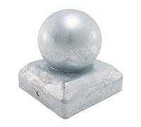 Metal Fence Post CAPS | Oxide Red/Galvanised Silver/Black | All Sizes 50mm 75mm 100mm Ball or Pyramid Available - Decorative (100x100mm Ball, Hot Dipped Galvanised)