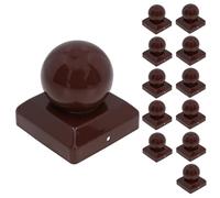 Metal Fence Post Caps Round / Ball 100mm x 100mm Protector Cover Brown 12pc