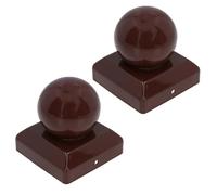 Metal Fence Post Caps Round / Ball 100mm x 100mm Protector Cover Brown 2pc