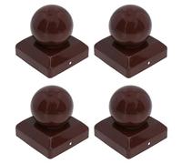 Metal Fence Post Caps Round / Ball 100mm x 100mm Protector Cover Brown 4pc
