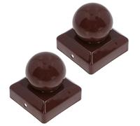 Metal Fence Post Caps Round / Ball 75mm x 75mm Protector Cover Brown 2pc