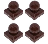Metal Fence Post Caps Round / Ball 75mm x 75mm Protector Cover Brown 4pc