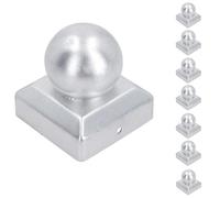 Metal Fence Post Caps Round / Ball 75mm x 75mm Protector Cover Silver 8pc