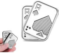 Metal Fidget Slider,Edc Fidget, Metal Poker Push Card, Hand Spinners Toys, Fidget Clicker For Adults Teens, Relieve Stress Anxiety, Gift For Boyfriend, Husband And Father (Silver A)