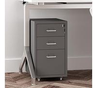 Metal File Cabinet with Lock - 3 Drawer Vertical Storage for Home Office - Rolling Under Desk Secure Filing for Legal/Letter/A4 Documents