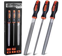 Metal File Set, Preciva Wood Rasp File Set with 3 Pcs 200mm Flat/Half Round/Round Files, T12 Carbon Steel/45# Steel Double Sided Steel File for Metal Wood Fine Finishing