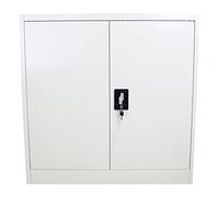 Metal Filing Cabinet Lockable Storage Document Organiser Cupboard Shelf Vertical Shelves Adjustable Shelving Commercial Office Home Steel Unit Grey 2 Door Flat Packed 90cm