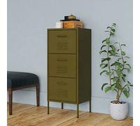 Metal Filing Cabinet with 3 Drawers Vertical Storage Cabinet on High Legs 102 cm Tall Letter Size for Home Office Stylish Green File Storage