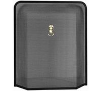 Metal Fire Guard Fireplace Spark Guard Fire Stove Screen Single Panel Transparent Brass Ring Handle, Black FIRE40