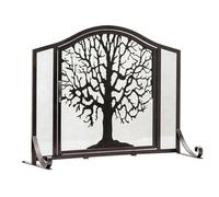 Metal Fire Guard Tree Shaped with Hinged Doors, Rustic Decorative Fireplace Screen, Free Standing Fireplace Cover for Home and Cabin