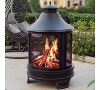 Metal Fire Pit 30 Inch, Wood Burning with Grill & Spark Screen