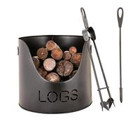 Metal Fireside Kindling Bucket Log Basket & Fireside Tools | Kindling Basket, Firewood Storage, Fireside Storage, Fireplace Accessories, Companion Set, Fire Poker, Tongs